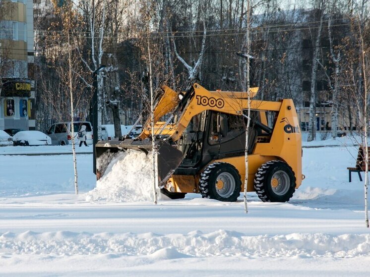 Скверы и парки Сургута активно очищают от снега