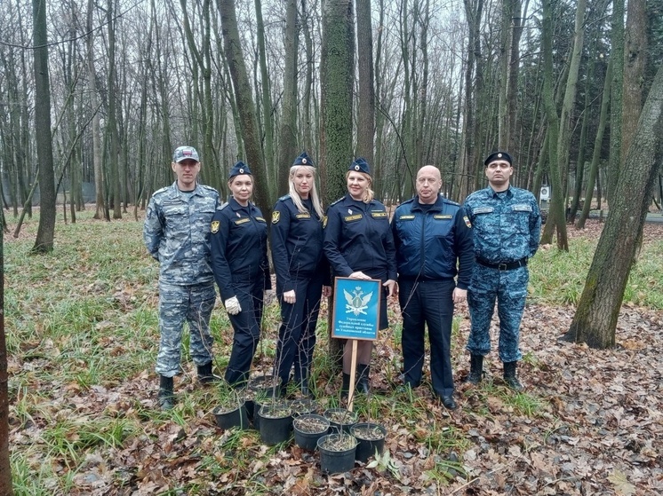 Приставы посадили ранетки в парке Победы Ульяновска