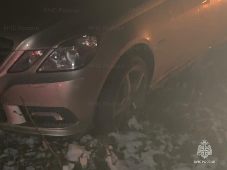 Mercedes улетел в кювет в Боровском районе