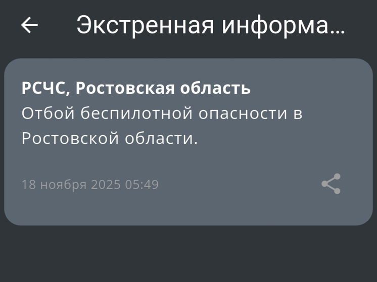 В Ростовской области отменили режим беспилотной опасности 18 ноября