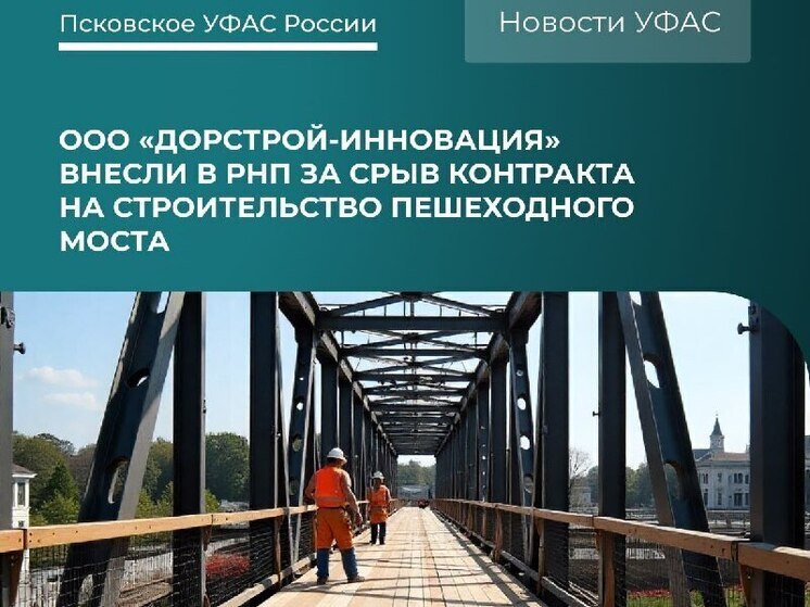 Подрядчик в Псковской области включен в реестр недобросовестных поставщиков из-за недостроенного моста