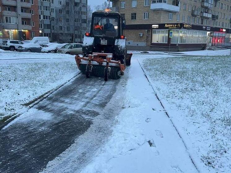 Расчистку улиц и тротуаров от снега проводят в Пскове