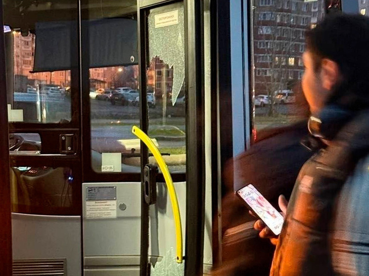 В Липецке переполненный автобус лишился бокового стекла