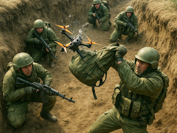 РИА Новости: боец ВС РФ спас сослуживцев, сбив рюкзаком летевший в окоп дрон ВСУ