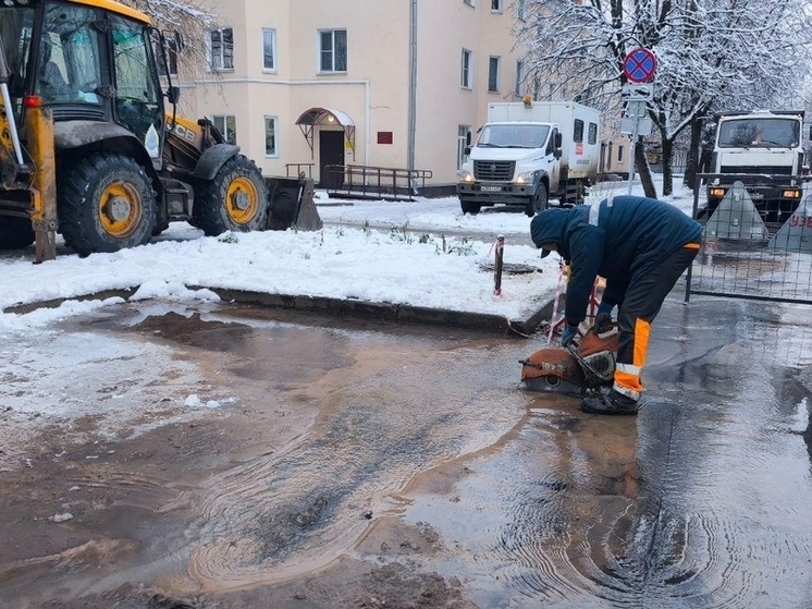 Утечку воды на Новолучанской улице в Великом Новгороде устранят в течение суток
