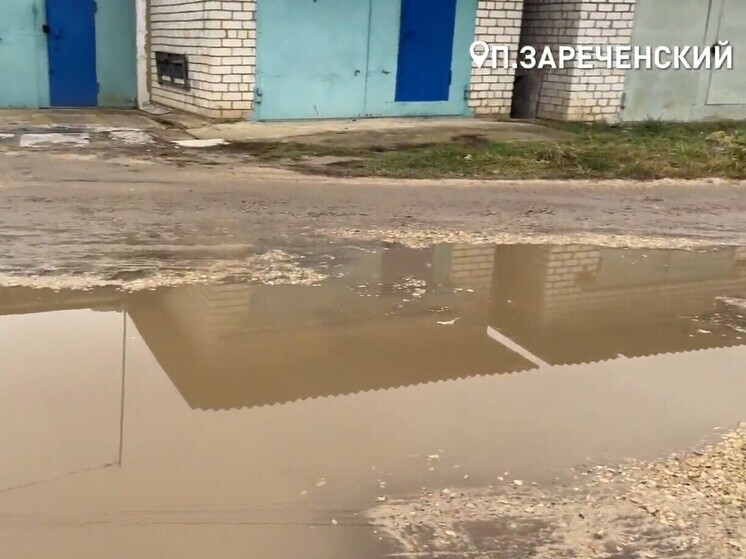 В Орловской области дорога в посёлке Зареченский покрылась ямами и утонула в лужах