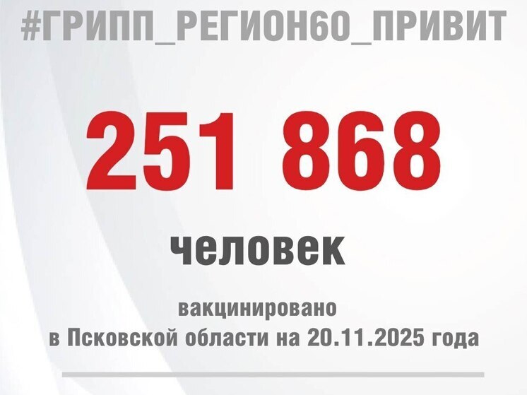 Псковская область завершила вакцинацию детей от гриппа на 100%