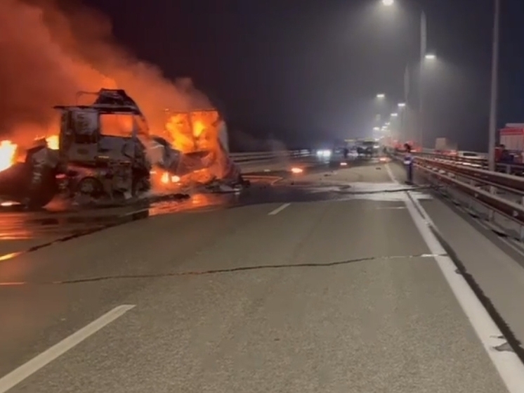 Движение встало на трассе М-4 в районе Платова из-за горящей фуры