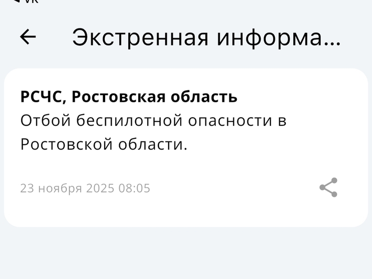 Утром 23 ноября в Ростовской области объявили отбой беспилотной опасности