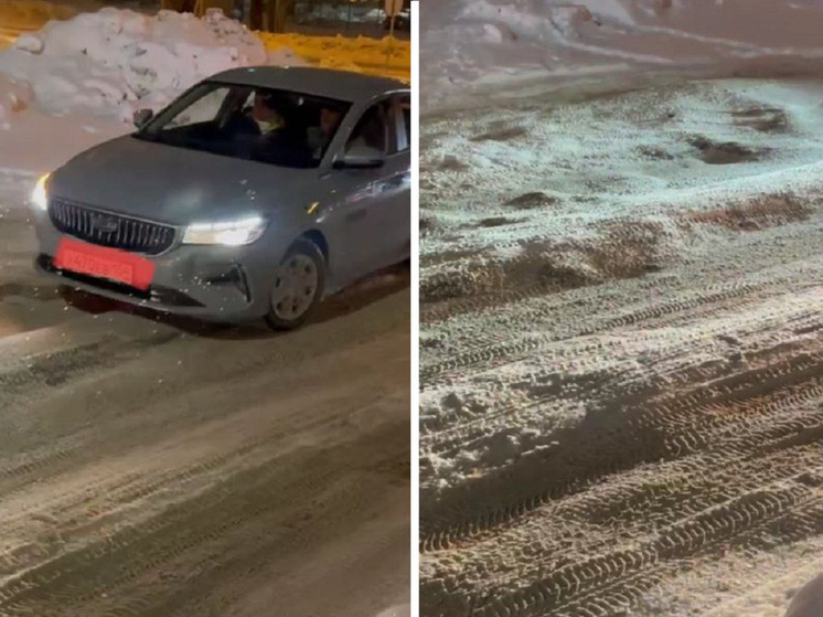 Новосибирцы заметили большую колею возле здания правительства