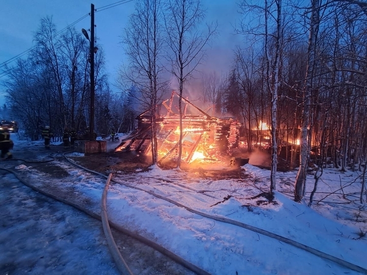 Пожар на базе отдыха рядом с Апатитами уничтожил два строения и два автомобиля