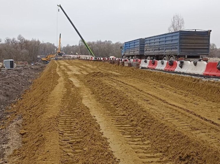 На тамбовском мосту через Разазовку кипит работа: возводятся опоры и укладываются балки