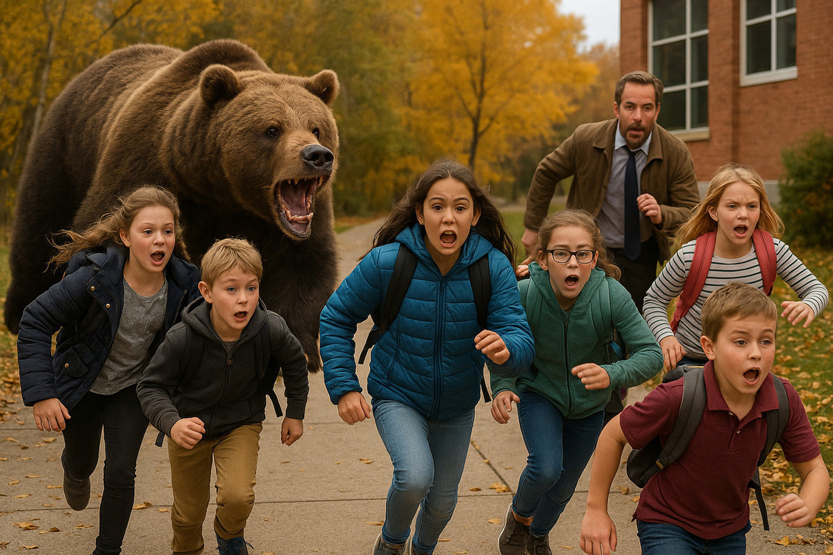 Медведь набросился на группу детей и взрослого во время прогулки