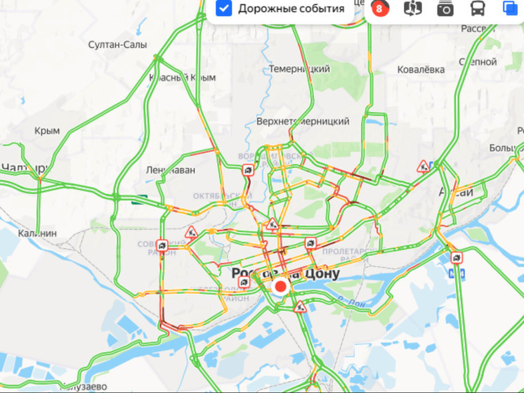 Гигантские заторы сковали движение во всех районах Ростова-на-Дону