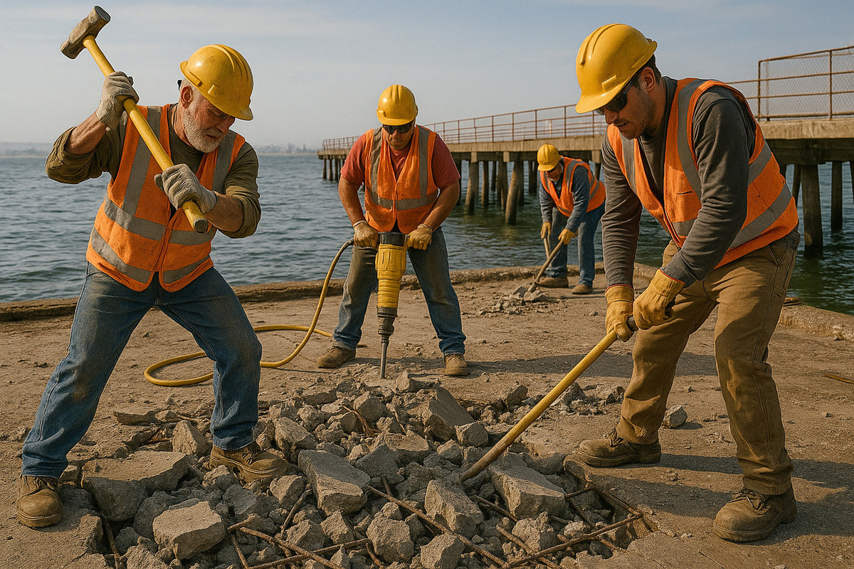 Загадочную находку обнаружили внутри бетонной плиты на старом пирсе