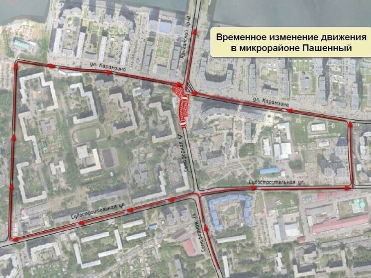 В Красноярске на улице Судостроительной перекрыли движение из-за аварийных работ на водопроводе