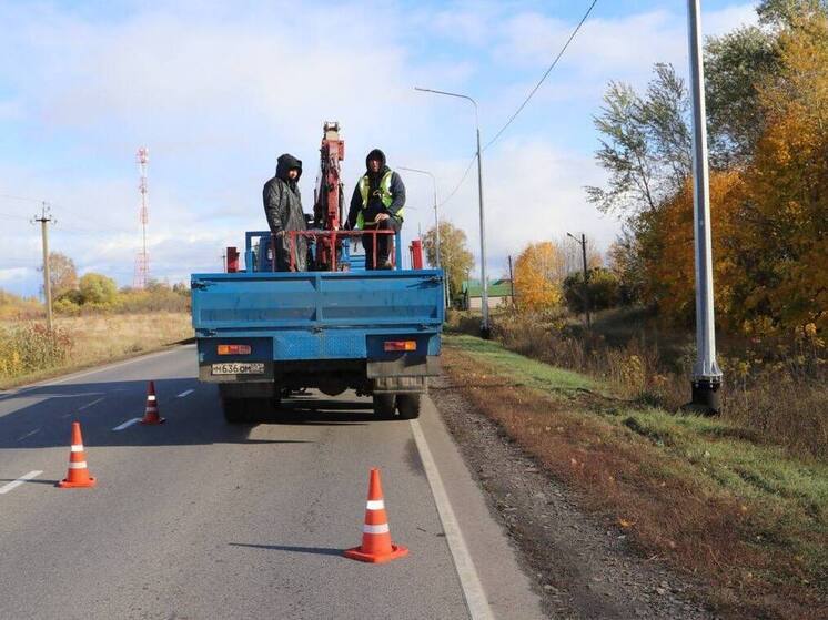 Участок трассы «Курск – Касторное» в Щигровском районе стал безопаснее благодаря новому освещению