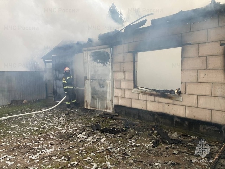 В брянском поселке Красный Колодец сгорели автомобили в гараже