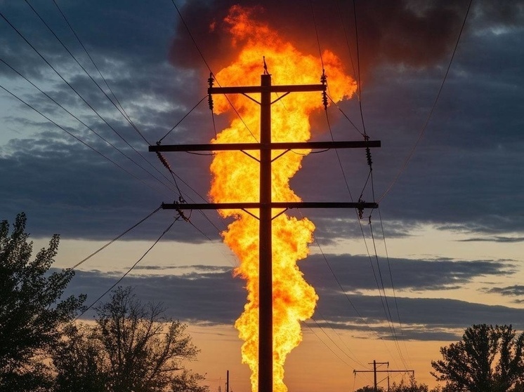 В Углегорске потушили возгорание опоры ЛЭП