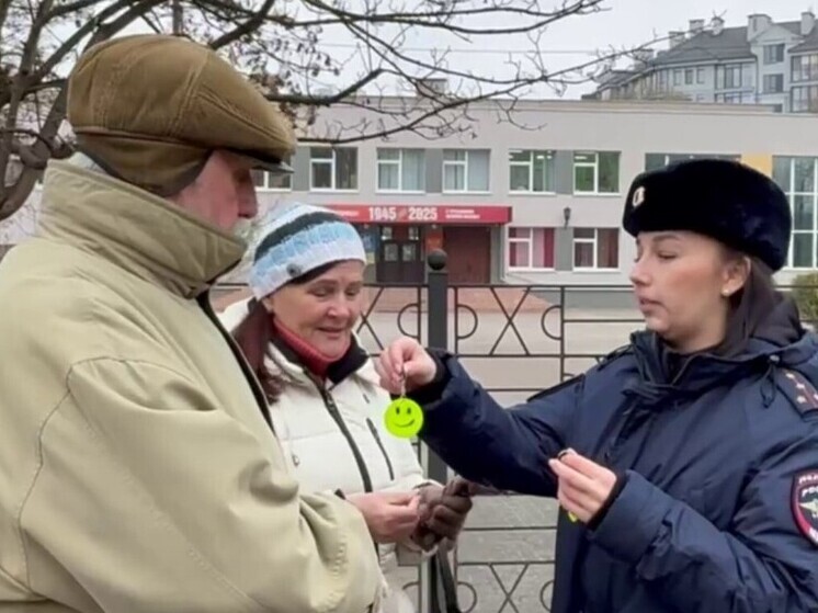 Госавтоинспекция остановила гуляющих калининградцев и подарила им важный аксессуар