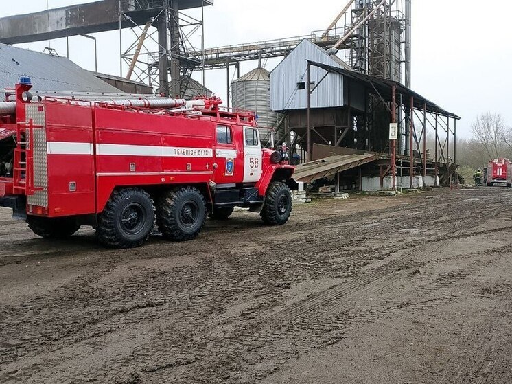 В тульском поселке Арсеньево сгорела зерносушилка