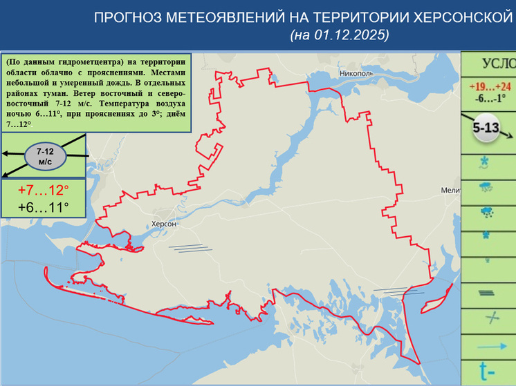 В Херсонской области 1 декабря ожидают дожди и +12 градусов