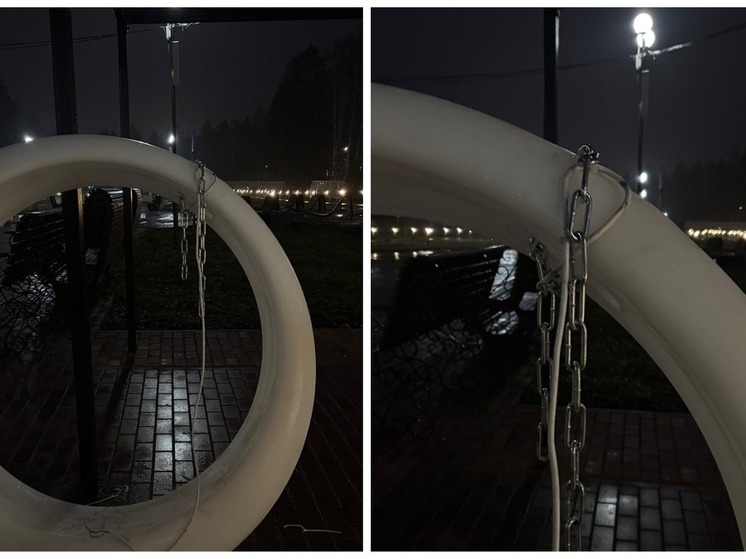 В новом сквере поселка Советский уже испортили качели