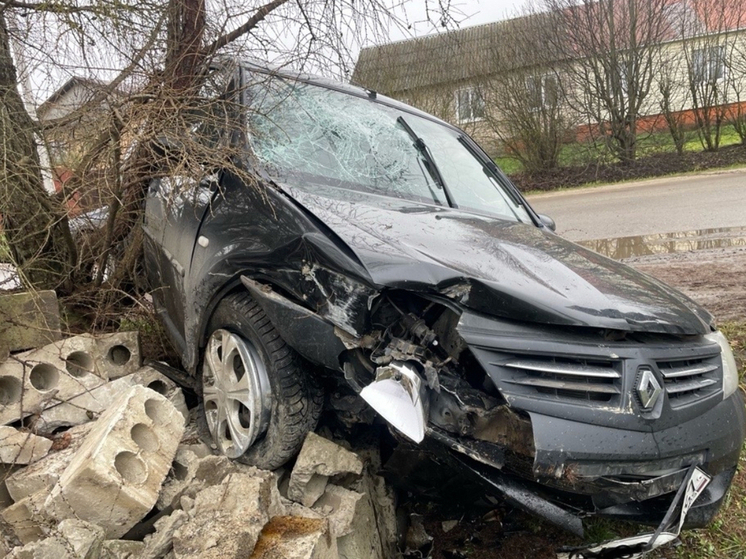 Под Орлом госпитализировали молодого водителя после столкновения с деревом