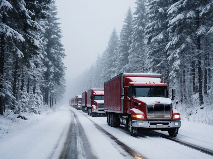Более 350 фур встали в пробке на трассе "Байкал" из-за снегопада