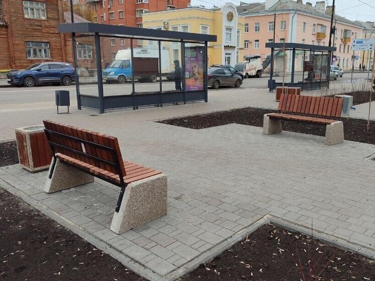 На Октябрьской в Тамбове появится новая зона отдыха с современными скамейками и урнами