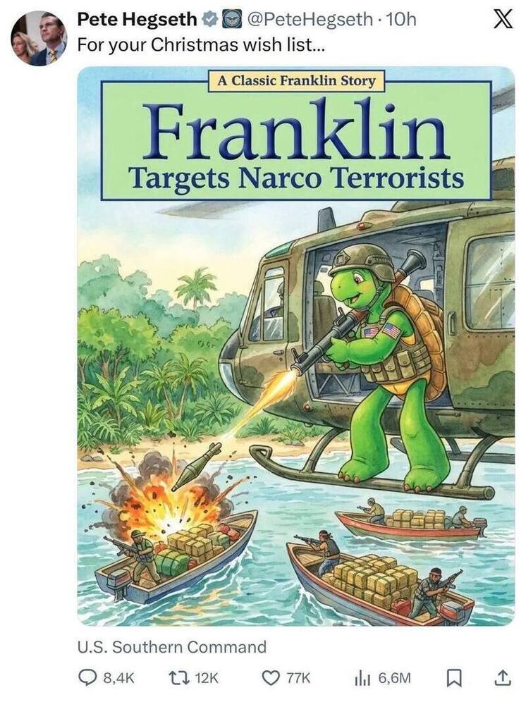 Правообладатель "Черепахи Франклина" осудил "агрессивный пост" главы Пентагона