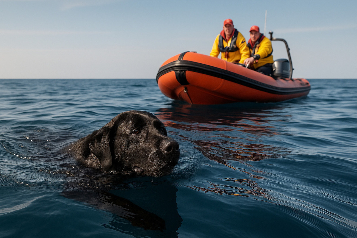 Пропавшую со двора дома собаку нашли плывущей посреди океана