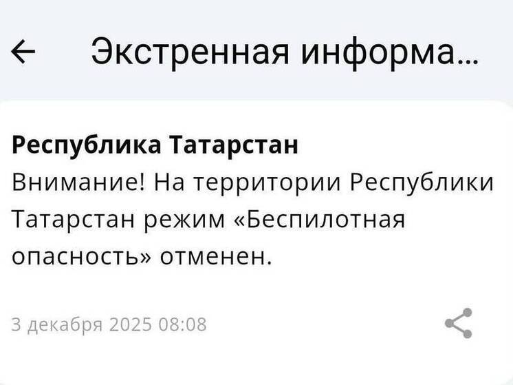 В Татарстане сняли через пять часов режим беспилотной опасности