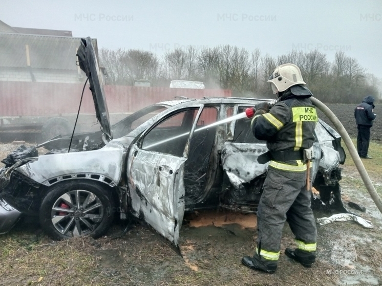 В Орловской области тушили загоревшийся автомобиль