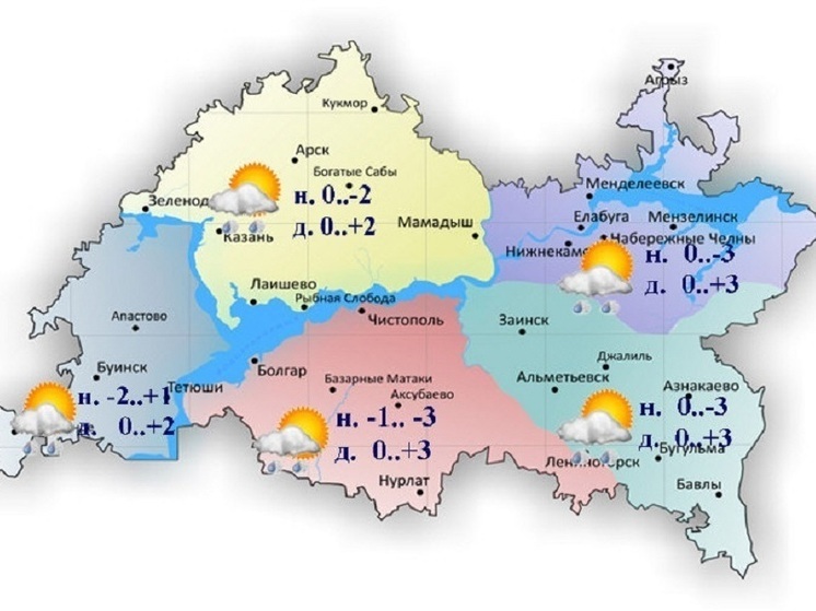 Синоптики прогнозируют до 3 градусов тепла в Татарстане 4 декабря