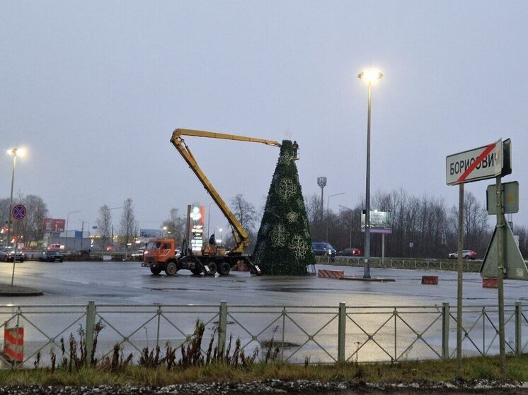 Новогодняя ёлка появилась возле псковского торгового центра