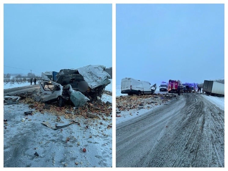 Фургон всмятку: смертельное ДТП произошло на трассе Барнаул-Новосибирск