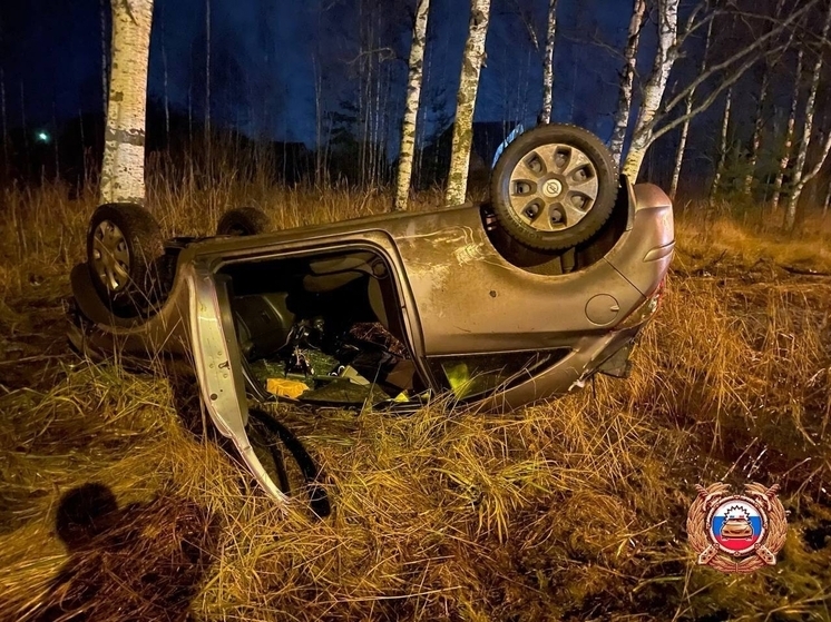 Водитель в Тверской области опрокинул автомобиль и сам пострадал
