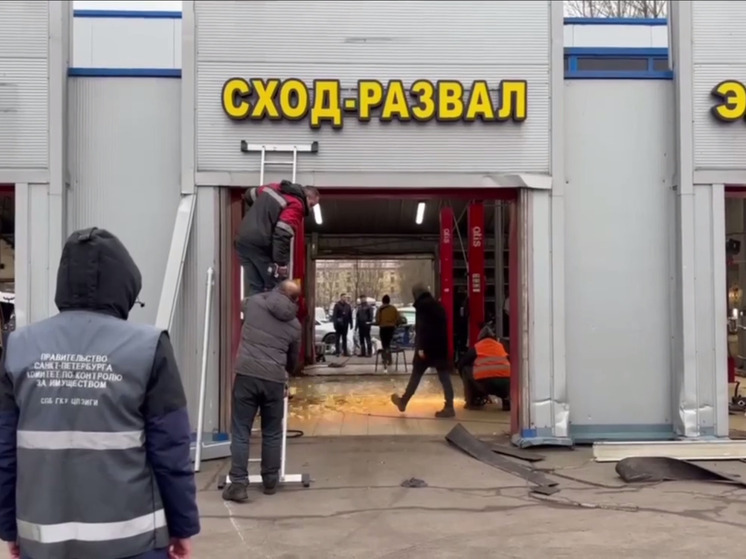 Нелегальный автосервис начали демонтировать в Молодёжном переулке Петербурга