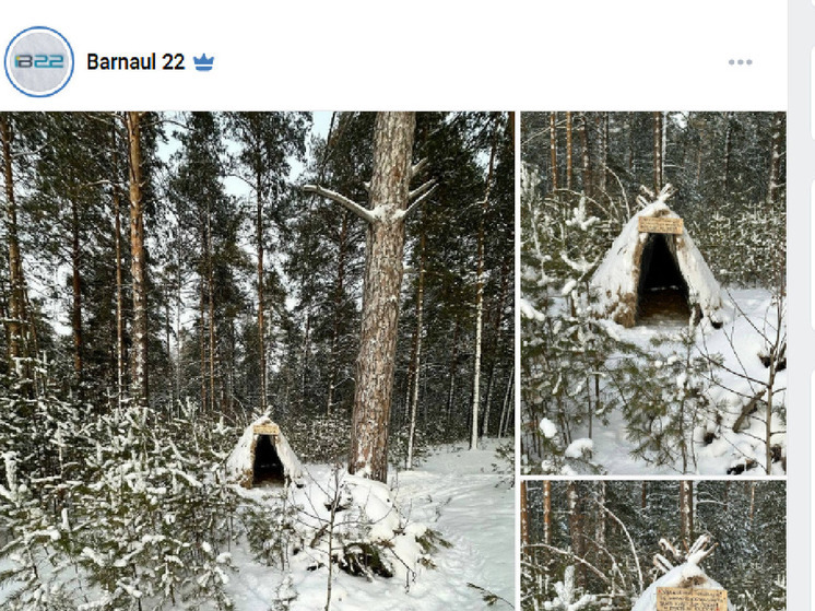 Барнаульцы обнаружили в лесу странный шалаш с «Духом»