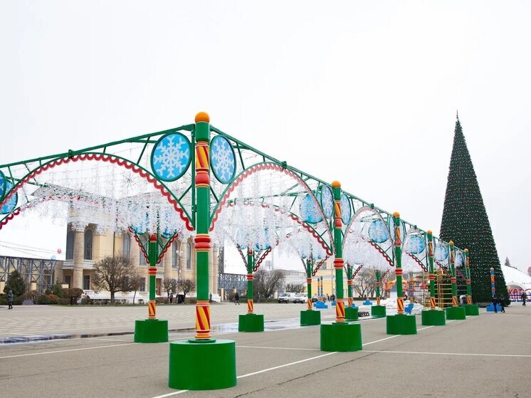 На площади Ленина в Ставрополе начали устанавливать главную новогоднюю ёлку