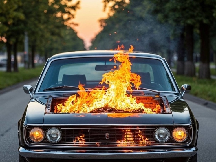 В Охе на улице Блюхера сгорел легковой автомобиль