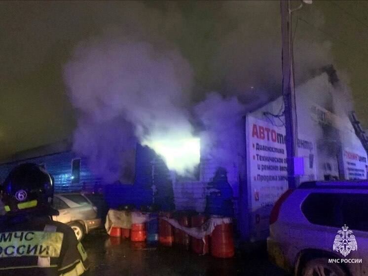 В Туле потушили пожар в автосервисе на 70 квадратных метрах