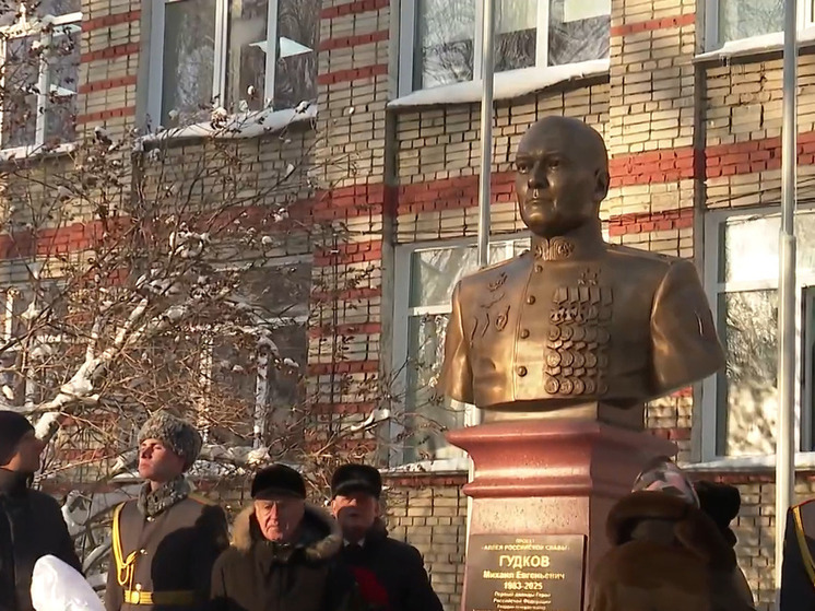 Памятный бюст дважды Герою России Михаилу Гудкову открыли в новосибирской школе