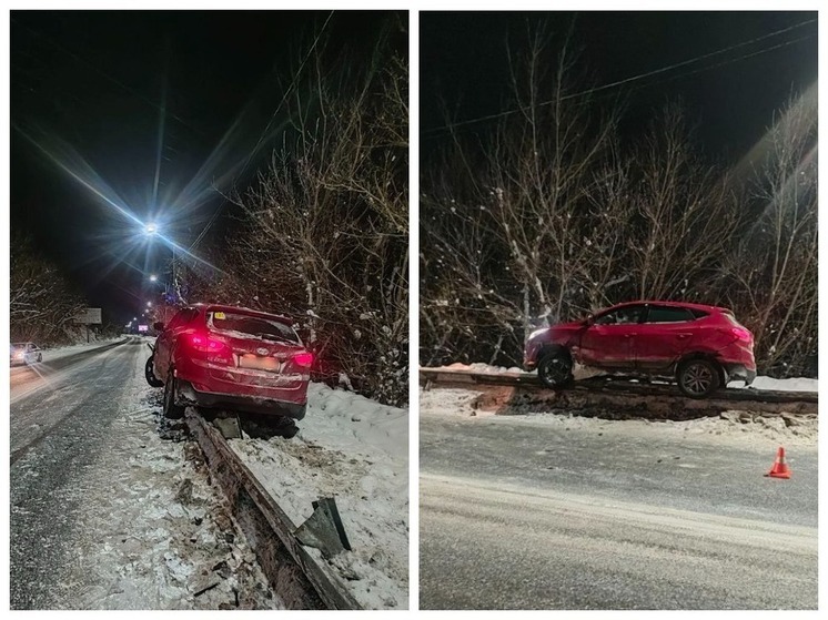 В Горно-Алтайске пьяный водитель «усадил» иномарку на отбойник