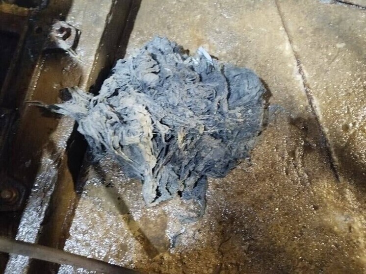 Из петербургской канализации на аллее Евгения Шварца достали сгусток тряпок