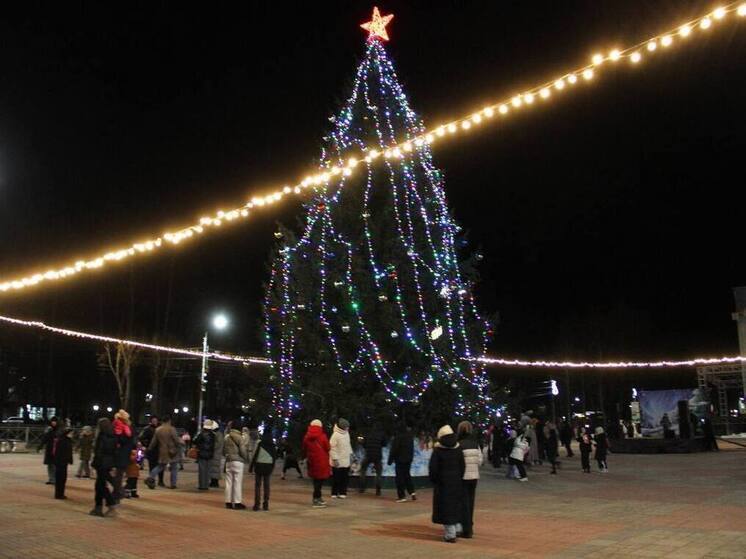 Дед Мороз приехал со Снегурочкой на «Запорожце» в Лодейное Поле и зажег елку