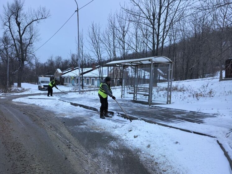 Состав из 240 специалистов убирает снег с улиц Владивостока