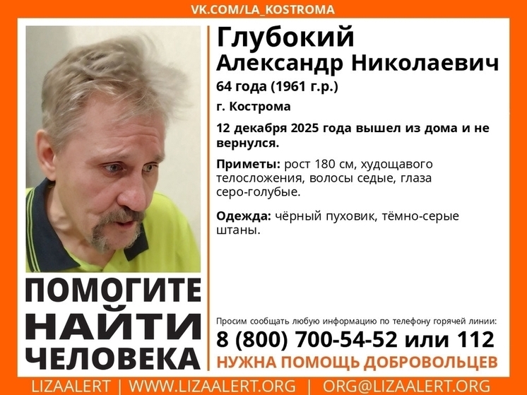 В Костромской области развернуты поиски Александра Глубокого