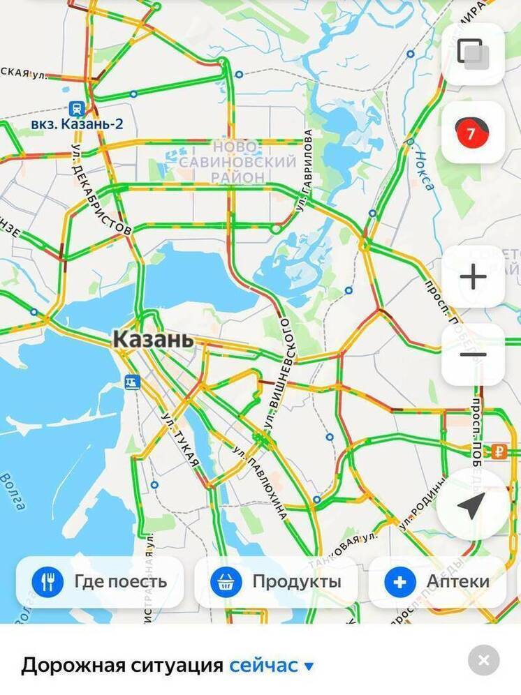 В Казани образовались 7-балльные пробки на дорогах